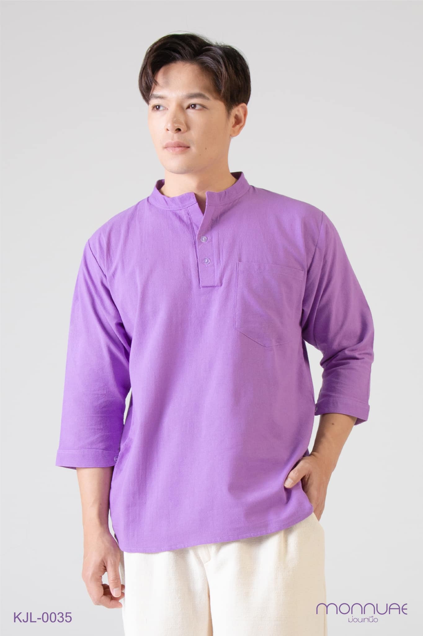 3-4-sleeve-collar-shirt-violet 3-4-sleeve-collar-shirt-violet